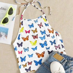 Large Shein white butterfly top